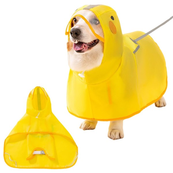 Rainwear for Dogs, Raincoat, Hooded, Stomach Cover, Harness Included, Adjustable