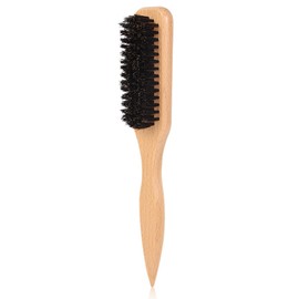 Boar Bristle Slick Back Hair Brush for Sleek Ponytail Bun Smoothing Baby Hairs Flyaways Edge Control Backcombing Teasing Hairbrush with Wide Rat Tail for Sectioning Parting