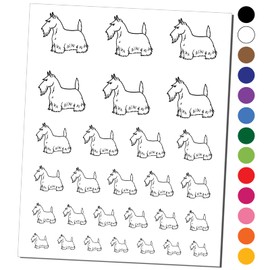 Serious Scottish Terrier Pet Dog Temporary Tattoo Water Resistant Fake Body Art Set Collection - White (One Sheet)