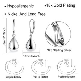 Hanaoops Women's Hanging Earrings Light Drop Hoops Earrings Gold Silver Teardrop Water Drop Pendant Earrings Hypoallergenic Earrings Fashion Jewellery Gift, Copper, No Gemstone