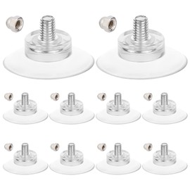 GORGECRAFT 12 Pieces License Plate Suction Cup Hooks Clear 32mm Diameter Strong Suction Cup Holder Bathroom Kitchen Shelf Accessories with Iron M6 Hat Nut for Shade Cloth Acrylic Plate