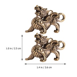 WINOMO Wealth Feng Shui Figures Gold Kirin Decorative Copper Sculpture Lucky Charm Statue Zen Garden Miniature Ornaments Car Decorative Figure for Flower Pot Micro Landscape Fairy Garden Decoration