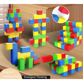 64PCS Magnet Blocks, Blocks Set with Storage Bag for Kids Gifts, Mint Educational Preschool Sensory Toy for Toddlers Boys Girls Age 3+Years