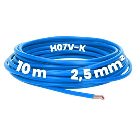 Kalitec 10 Metres H07V-K 2.5 mm² Blue Wiring Cable I Flexible PVC Single Core I Stranded 2.5 mm² I Fine-Strand Wiring I Single Cable I Cable I Switch Wire