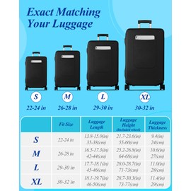 Slohif Luggage Cover for Suitcase Tsa Approved Protector - Luggage Sleeve Large Suit Case Cover Travel Stretch Baggage Case Protective Washable Fit 22-24 Inch Black