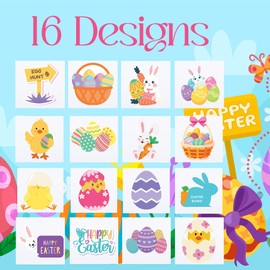 4E's Novelty Easter Temporary Tattoos 144 Pack Pre Cut - Non Toxic Easter Basket Stuffers, Goodie Bag or Egg Fillers Fake Sticker Tats for Kids and Adults, Party Favors Supplies Crafts Games