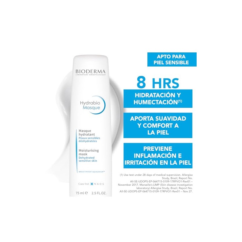 BIODERMA, Hydrabio Mascarilla Hidratante, Nutre y Calma, Hidratacin Intensa, Skincare