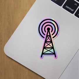 Holographic Decal Stickers of Radio Tower with Radio Waves to Broadcast Premium Waterproof Vinyl Decal Stickers for Laptop Phone Accessory Helmet Car Window Mug Tuber Cup Door Wall De ANDVER389616bHO
