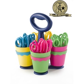 Westcott School Scissor Caddy and 5-Inch Pointed Safety Scissors for Kids, Assorted, 24 Pack (14755)