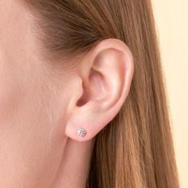 LUXLAB DIAMONDS Weight Equivalent .50 Carat Moissanite Stud Earrings for Women in Rhodium-Plated Sterling Silver, Moissanite Earrings for Women