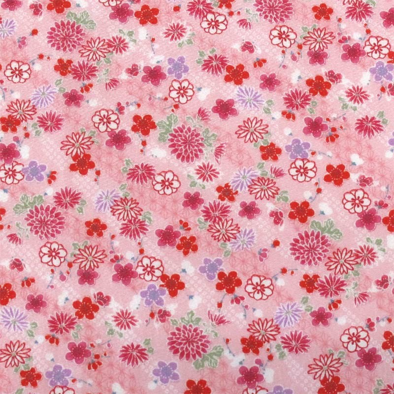 Japanese Pattern Crepe Scrunchie (Small Chrysanthemum Navy)