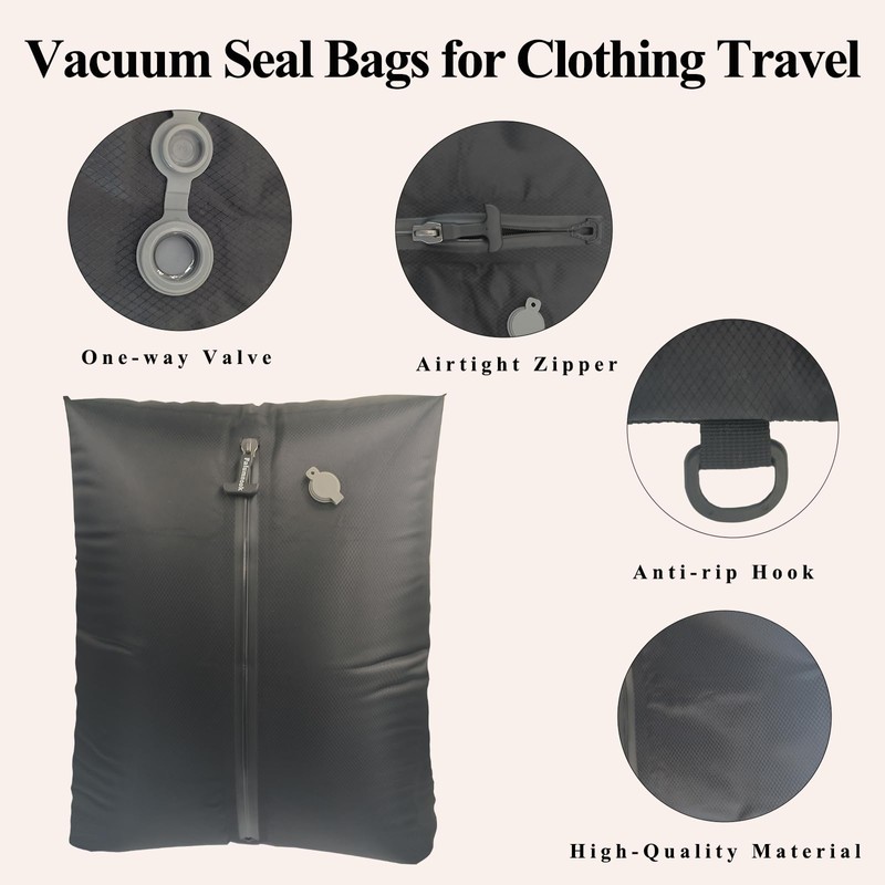 Travel Vacuum Bags with Pump, 33L Reusable Space Saver Compression