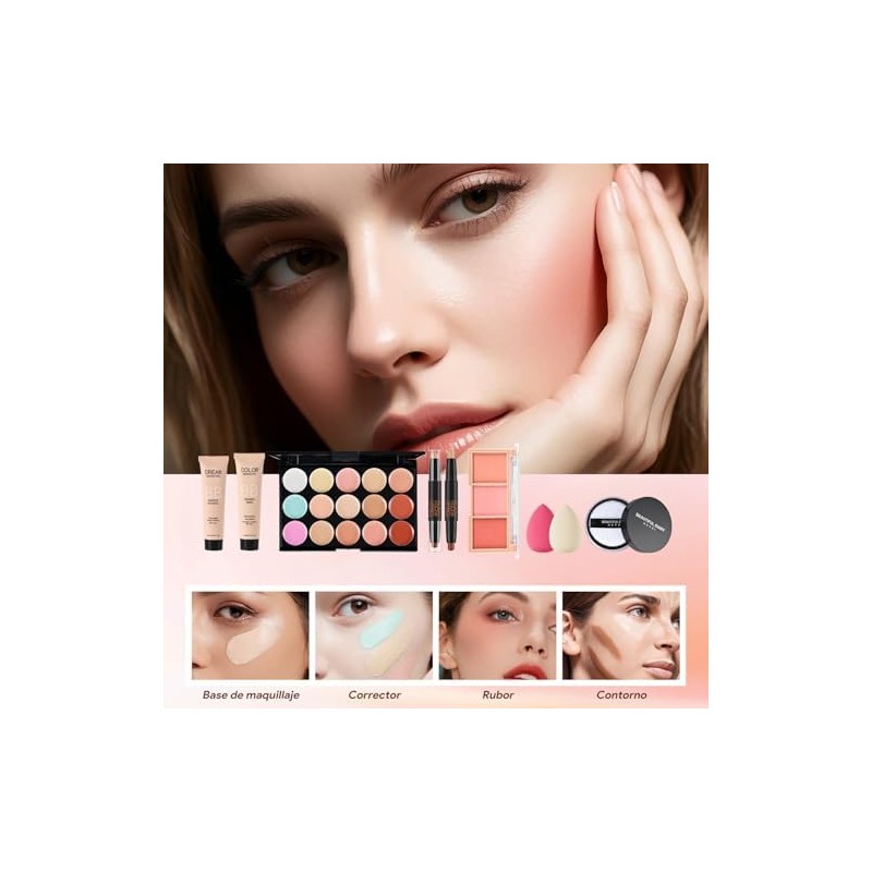 Kit de Maquillaje Profesional Completo para Mujer Principiante – Set