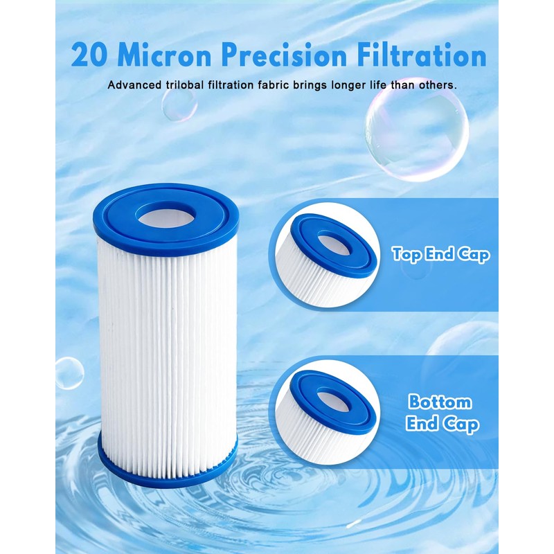 DAYEAR 20 Micron Pleated Sediment Filter 5"x2.5" (16 Pack) Replacement