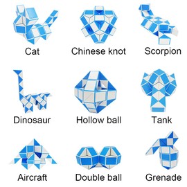 EACHHAHA Magic Snake Cube Toy 48 Blocks Magic Snake Magic Snake Puzzle Snake Cube for Children and Adults Party Bag Children's Birthday Party (Blue x 1)