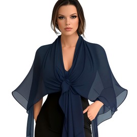 Eychei Navy Blue Chiffon Scarf, Soft Breathable Chiffon Shawls and Wraps, Elegant Silky Women's Hijab for Evening Dresses Wedding Bridal Scarves (67 x 28 inches)