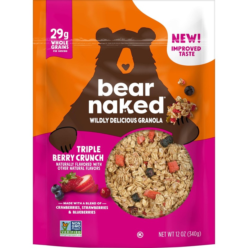 Bear Naked Granola Cereal, Vegan, Breakfast Snacks, Triple Berry Crunch