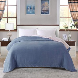 KAWAHOME Sherpa Fleece Blanket Super Soft Extra Warm Thick Winter Blanket for Couch Sofa Bed Twin Size 66 X 90 Inches Washed Blue