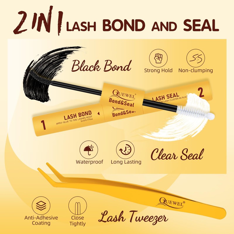 QUEWEL 84 Pieces Lash Clusters Kit 10-16 mm Cat Eye