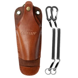 RXLUY Fishing Pliers Holster Fish Lip Gripper Leather Sheath with Retractable Lanyard, Universal Fit for Most Marine Angling & Wild River Lure Tongs Leather Accessories, Fishing Gift