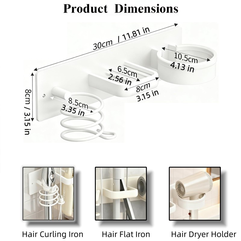 Hair Dryer Holder Wall Mounted Blow Dryer Holder Curling Iron