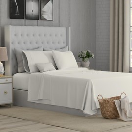 Color Sense 800 Thread Count Fresh Ivory King Size Sheets Set, Hotel Luxury Cotton Rich Sateen Bed Sheet, Ultra Soft King Easy Care Deep Pocket Sheets (1 Flat Sheet, 1 Fitted Sheet & 2 Pillowcases)