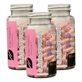 Gluteo Peptonas Dermatti Sabor Durazno 90 Caps Paquete 3