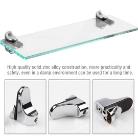 2 Pcs Glass Shelf Support Adjustable Glass Shelf Bracket Polished Chrome Wall Mount for 3-20mm Thickness Shelf