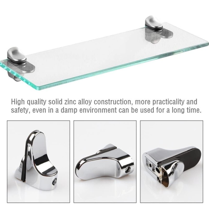 2 Pcs Glass Shelf Support Adjustable Glass Shelf Bracket Polished