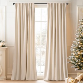 Lazzzy Beige Velvet Curtains Thermal Insulated Curtains 72 Inch Long Room Darkening Window Drapes for Bedroom Living Room Super Soft Luxury Velvet Curtains Window Treatment 2 Panels, Rod Pocket Beige