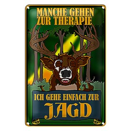 Hunting Therapy Tin Sign Funny Gift for Hunters and Nature Lovers Perfect for Garage or Hunting Lodge 20 cm x 30 cm