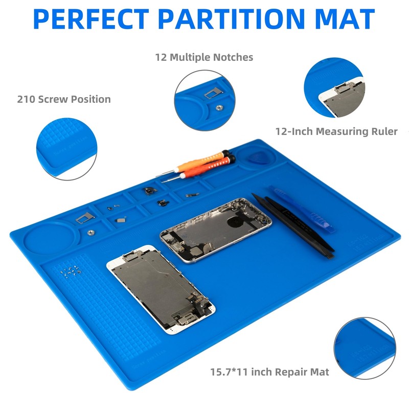 Kaisiking Electronic Repair Work Mat,Heat Resistant Silicone Solder Mat for