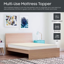 Nutan 1-inch Foam Mattress Topper | Relaxing and Comfy Bed Toppers for Back Problems, Supporting Bed Pads with luxurious Softness, Orthopedic Support for Better Sleep, Queen, White