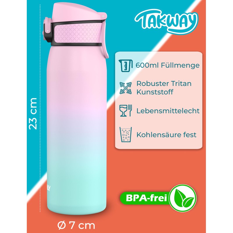TAKWAY Children's Drinking Bottle Leak-Proof with Fruit Strainer, 600 m,