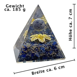 CHONIT Orgonite Pyramid Blue Yellow Protection Small with Rock Crystal for Home Decoration