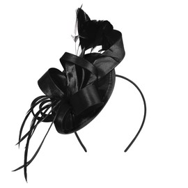 Century Star Fascinators Hats for Women Kentucky Derby Hats Headband Tea Party Vintage Wedding Bridal Cocktail Ribbon Feathers Hair Clip Black One Size