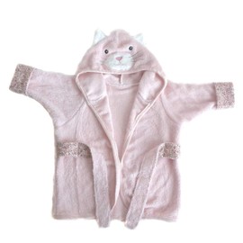 MON AMI Kitty Hooded Bathrobe for Babies, 0-9 Months, Soft Bamboo Cotton Bath Towel, With Padded Hanger, Baby Essentials, Christmas Gift for Baby Shower/Newborn