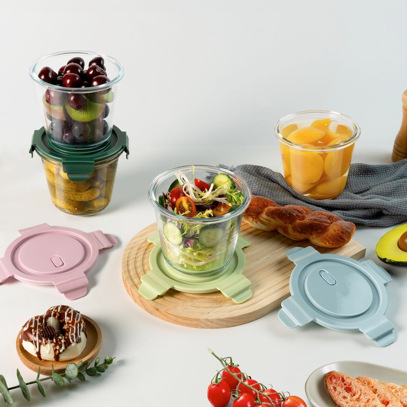 8 PCS Glass Meal Prep Containers with Lids, Airtight 3