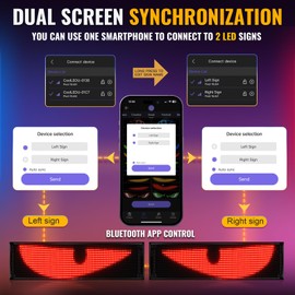 VDIKKS 2PCS Synchronized Devil Eyes Light for Truck, 23.4”X4.7” Flex Car Window LED Display Screen, Dynamic Colorful Eye Lamp Programmable LED Eyes for Car Truck Windshield