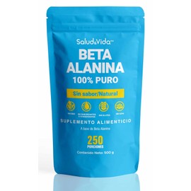 Salud&Vida Beta Alanina 2g por Porción (1/2 cucharadita) | Apoyo Nutricional para tu Rutina de Entrenamiento | 500 Gramos (250 Porciones) - Rinde 250 Días - Sin GMO, Sin Gluten