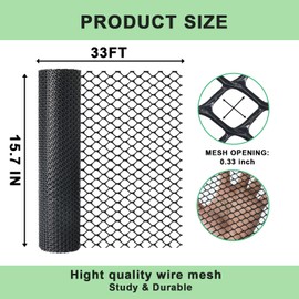 vensovo Black Plastic Wire Mesh 16IN x 33FT Roll - Chicken Wire Fencing for Poultry, Gardening Barrier, Balcony Guard for Cats and Dogs, Floral Craft Mesh with 60 Zip Ties