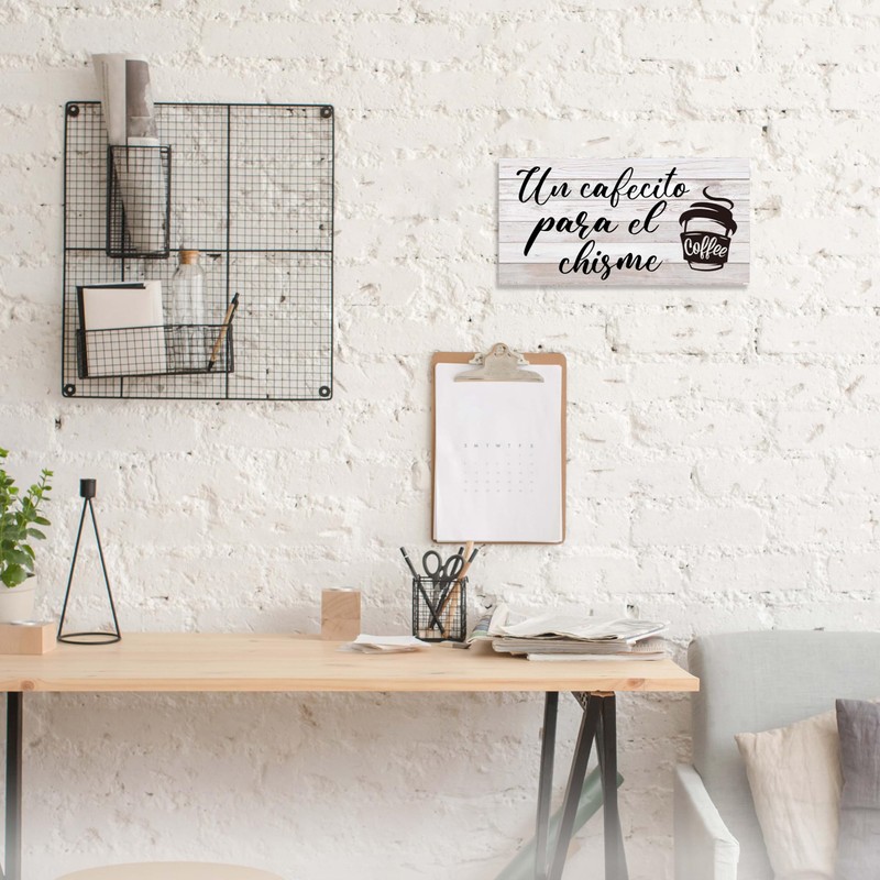 Un Cafecito Para El Chisme Wooden Hanging Sign(6" x 12")