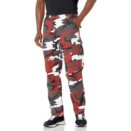 BACKBONE Mens Fashion Bright Camouflage Cargo Pants Military Combat Style BDU Pants (M, Red Camo)