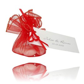 EinsSein 10 x Tulle Circles Red Ribbon Organza Bags Wedding Almonds Guest Gift Tulle