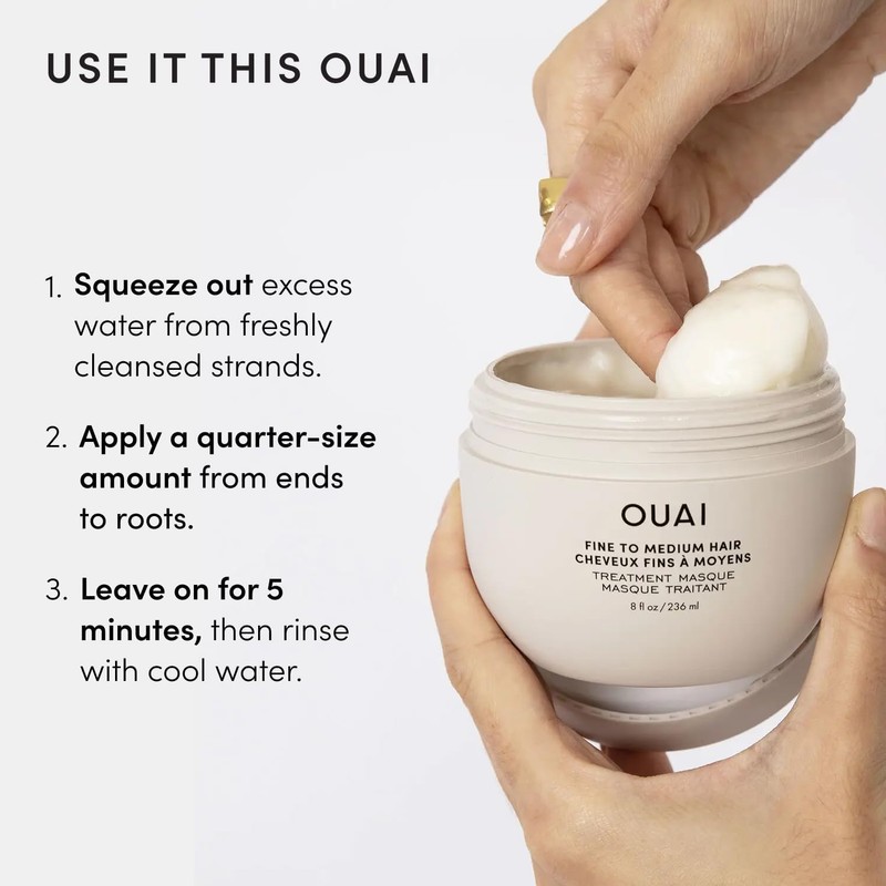 OUAI Mascarilla reparadora para cabello fino – Hidratación profunda con