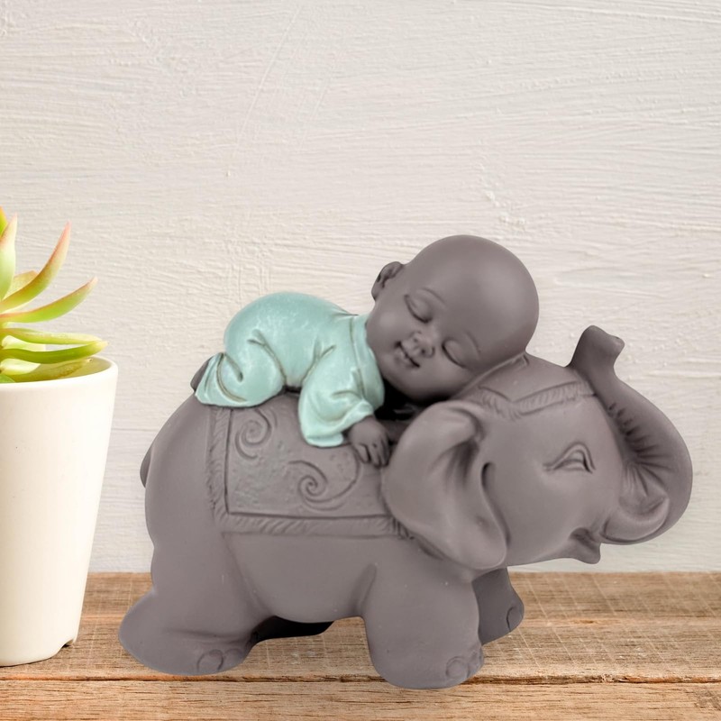 Zen'Light Statue Buddha Bonze Sleeping on Elephant - Zen Atmosphere