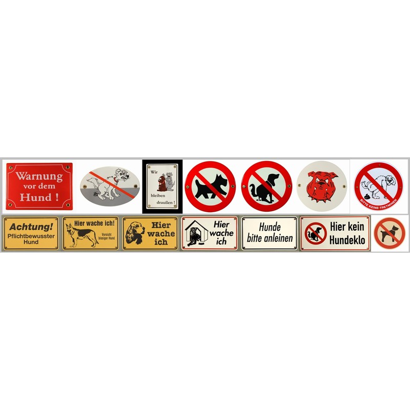 Weatherproof Enamel Sign Warning Before the Dog 17 x 12
