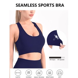 CLDFHX Sports Bras Women Seamless Padded Without Underwire High/Mid Impact Support Racerback Sport Bra for Workout Yoga Gym, Purple, M