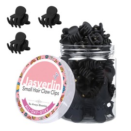 JASVERLIN Small Hair Clips Tiny Claw for Fine Thin Hair, Women Little Girl Plastic Mini Accessories Clam Clip Styling, Non-Slip Strong Grip Jaw 50pcs (Matte Black)