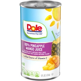 Dole 100% Pineapple Mango Juice, Excellent Source of Vitamin C, 6 Fl Oz (Pack of 6), 48 Total Cans